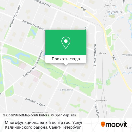 Карта Многофункциональный центр гос. Услуг Калининского района