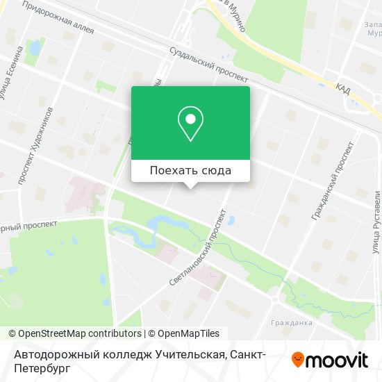 Карта Автодорожный колледж Учительская