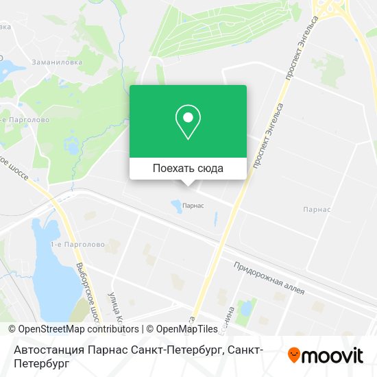 Карта Автостанция Парнас Санкт-Петербург
