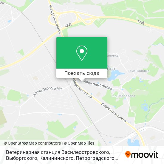 Карта Ветеринарная станция Василеостровского, Выборгского, Калининского, Петроградского Районов