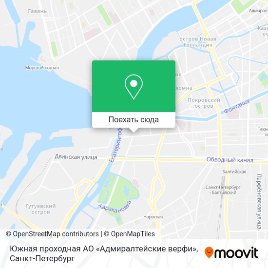 Карта Южная проходная АО «Адмиралтейские верфи»