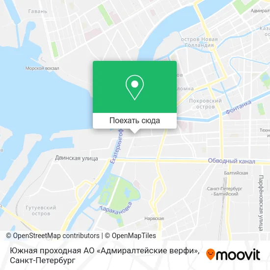 Карта Южная проходная АО «Адмиралтейские верфи»