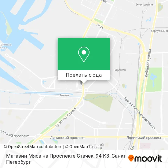Карта Магазин Мяса на Проспекте Стачек, 94 К3
