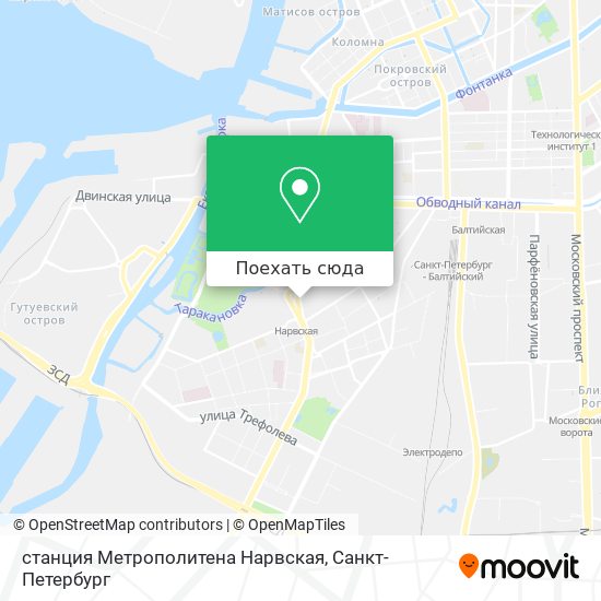 Карта станция Метрополитена Нарвская