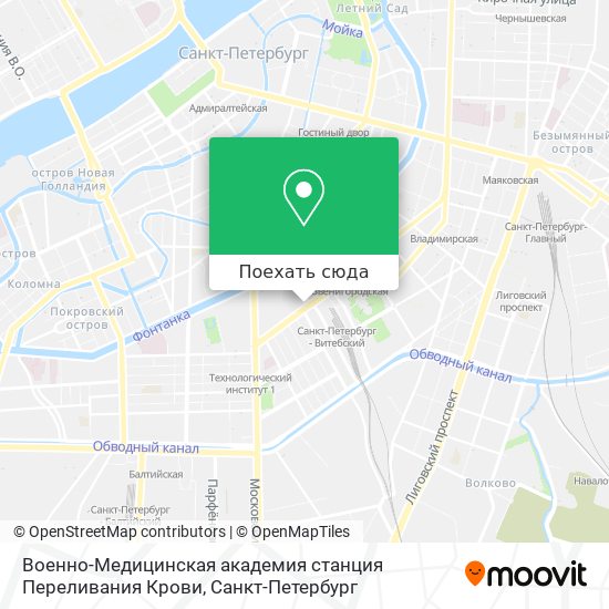 Карта Военно-Медицинская академия станция Переливания Крови