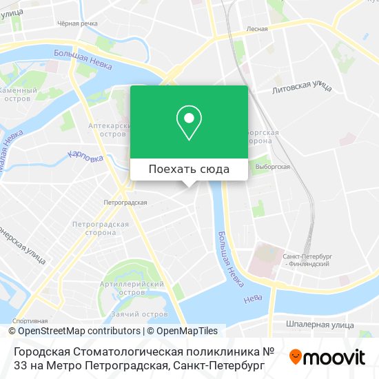 Карта Городская Стоматологическая поликлиника № 33 на Метро Петроградская
