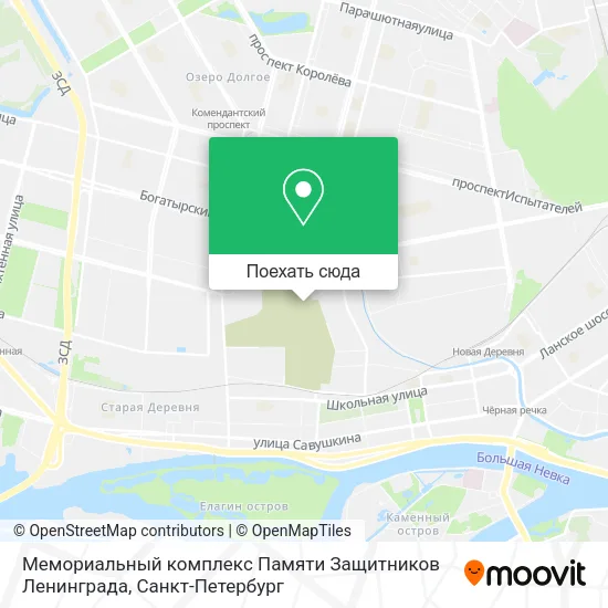 Карта Мемориальный комплекс Памяти Защитников Ленинграда