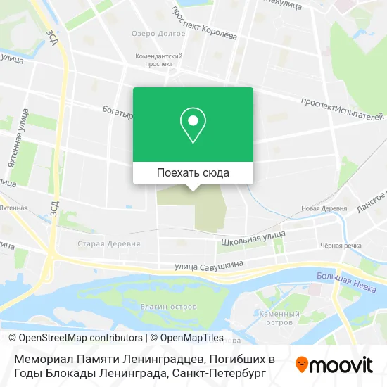 Карта Мемориал Памяти Ленинградцев, Погибших в Годы Блокады Ленинграда