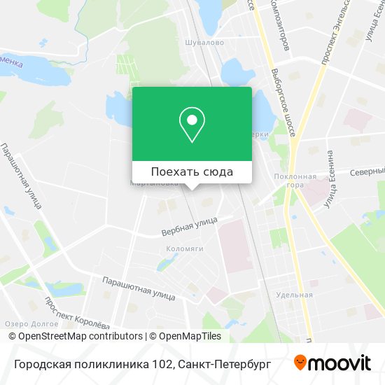 Карта Городская поликлиника 102