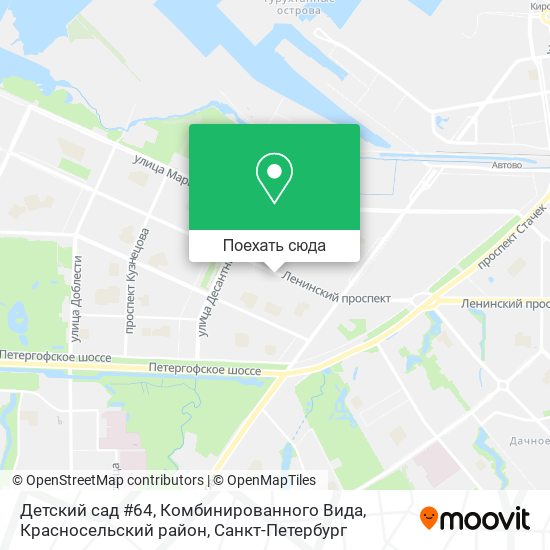 Карта Детский сад #64, Комбинированного Вида, Красносельский район