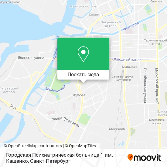 Карта Городская Психиатрическая больница 1 им. Кащенко