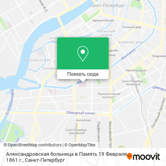 Карта Александровская больница в Память 19 Февраля 1861 г.