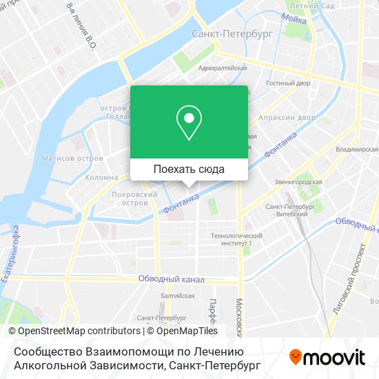 Карта Сообщество Взаимопомощи по Лечению Алкогольной Зависимости