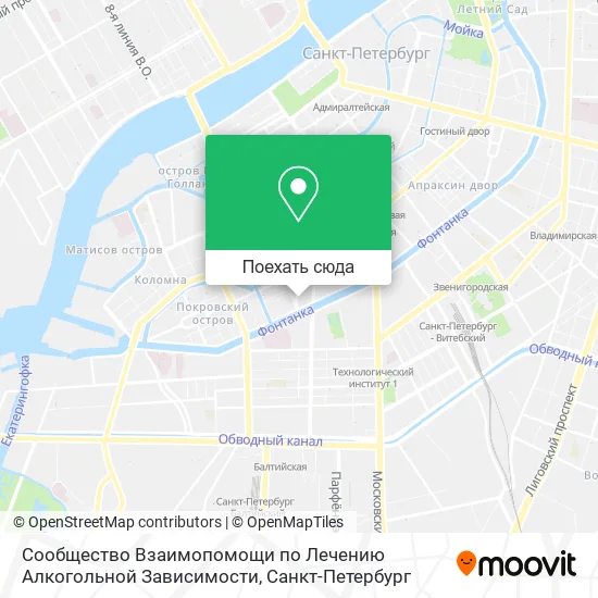 Карта Сообщество Взаимопомощи по Лечению Алкогольной Зависимости