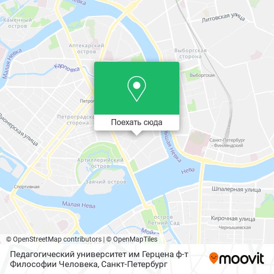 Карта Педагогический университет им Герцена ф-т Философии Человека