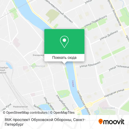 Карта 86К проспект Обуховской Обороны