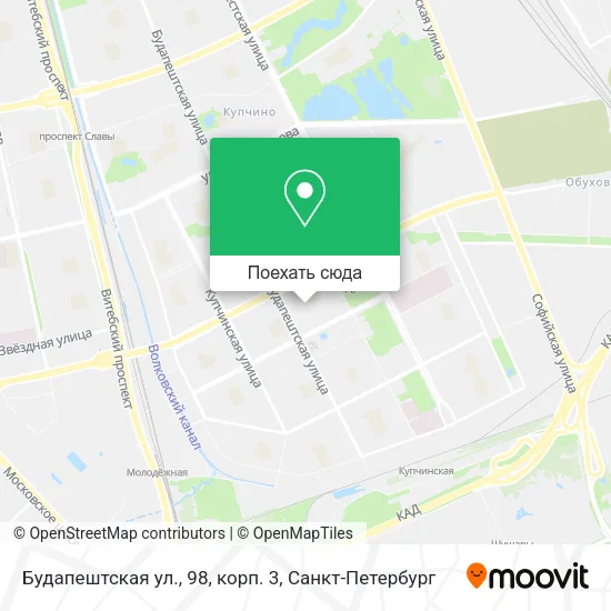 Карта Будапештская ул., 98, корп. 3