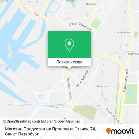 Карта Магазин Продуктов на Проспекте Стачек, 74