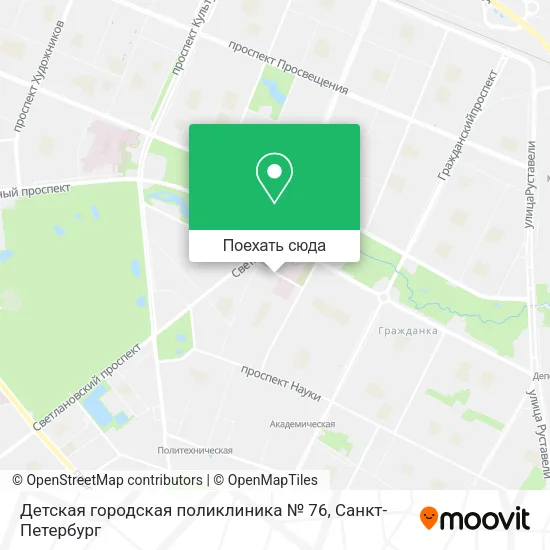 Карта Детская городская поликлиника № 76