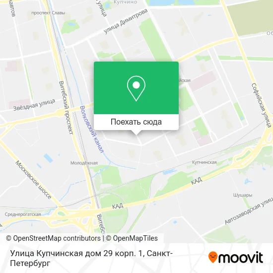 Карта Улица Купчинская дом 29 корп. 1