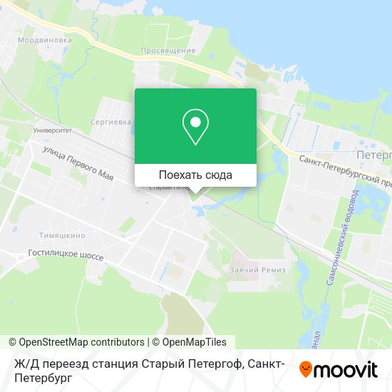 Карта Ж / Д переезд станция Старый Петергоф
