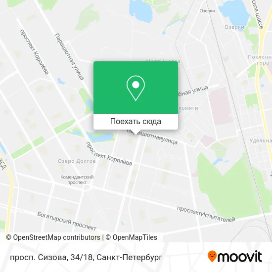 Карта просп. Сизова, 34/18
