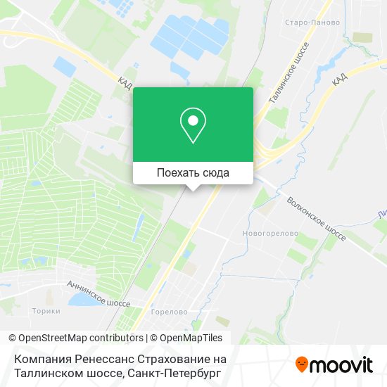 Карта Компания Ренессанс Страхование на Таллинском шоссе