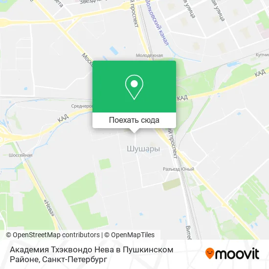 Карта Академия Тхэквондо Нева в Пушкинском Районе