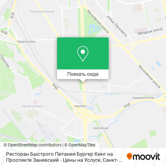 Карта Ресторан Быстрого Питания Бургер Кинг на Проспекте Заневский - Цены на Услуги