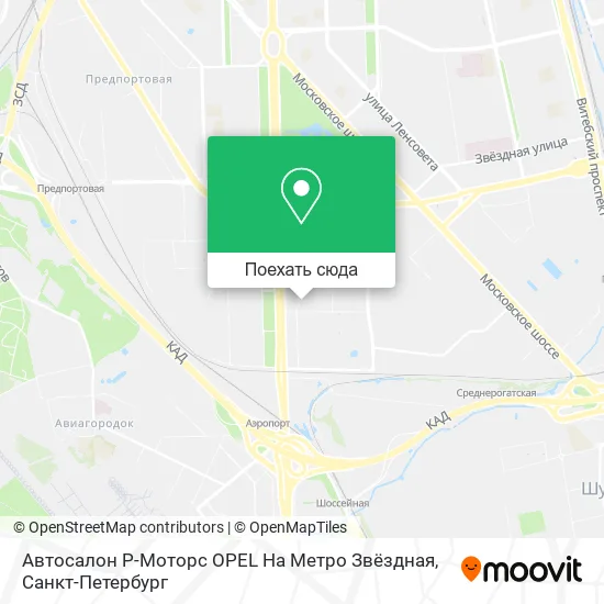 Карта Автосалон Р-Моторс OPEL На Метро Звёздная