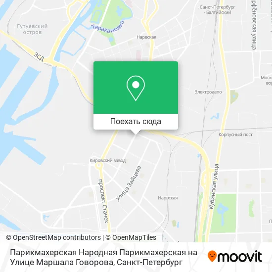 Карта Парикмахерская Народная Парикмахерская на Улице Маршала Говорова