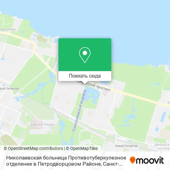 Карта Николаевская больница Противотуберкулезное отделение в Петродворцовом Районе