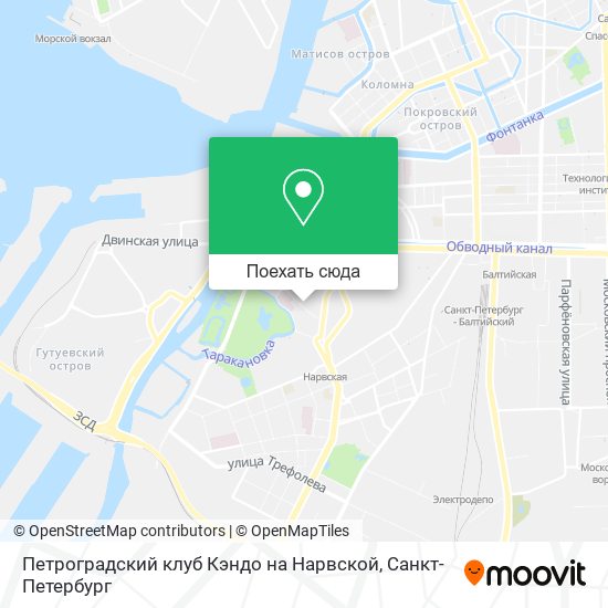Карта Петроградский клуб Кэндо на Нарвской