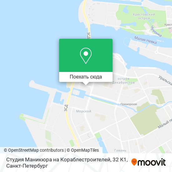Карта Студия Маникюра на Кораблестроителей, 32 К1