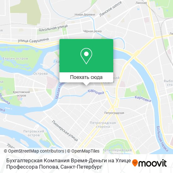 Карта Бухгалтерская Компания Время-Деньги на Улице Профессора Попова