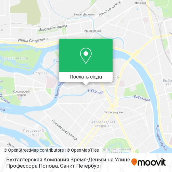 Карта Бухгалтерская Компания Время-Деньги на Улице Профессора Попова