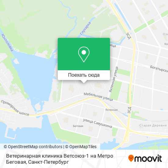 Карта Ветеринарная клиника Ветсоюз-1 на Метро Беговая