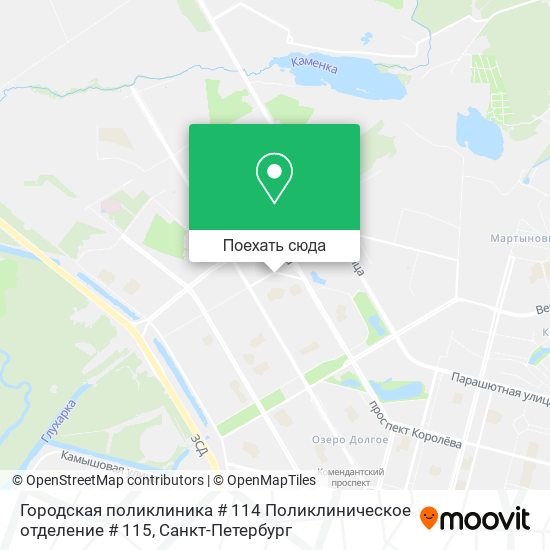 Карта Городская поликлиника # 114 Поликлиническое отделение # 115