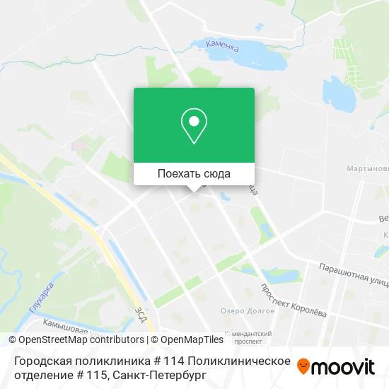Карта Городская поликлиника # 114 Поликлиническое отделение # 115