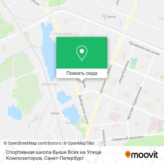 Карта Спортивная школа Выше Всех на Улице Композиторов