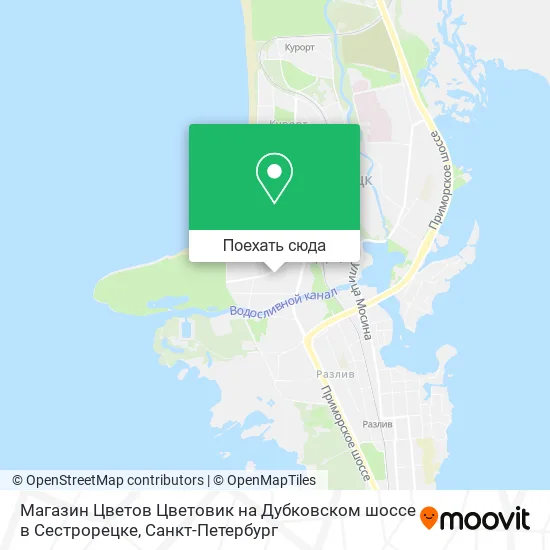 Карта Магазин Цветов Цветовик на Дубковском шоссе в Сестрорецке