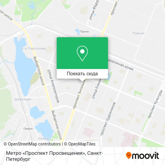 Карта Метро «Проспект Просвещения»
