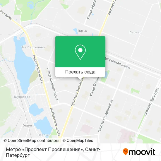Карта Метро «Проспект Просвещения»