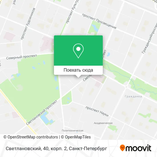 Карта Светлановский, 40, корп. 2