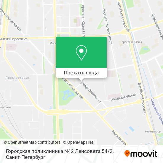 Карта Городская поликлиника N42 Ленсовета 54 / 2