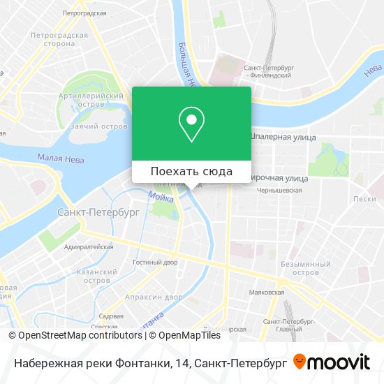 Карта Набережная реки Фонтанки, 14
