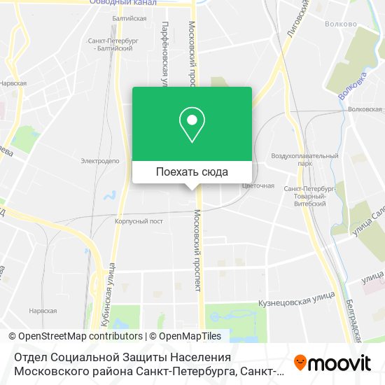 Карта Отдел Социальной Защиты Населения Московского района Санкт-Петербурга
