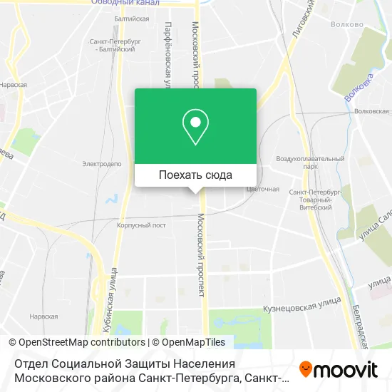 Карта Отдел Социальной Защиты Населения Московского района Санкт-Петербурга