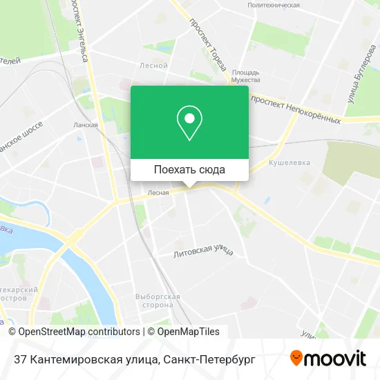 Карта 37 Кантемировская улица