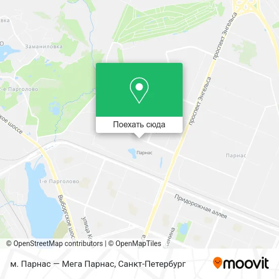 Карта м. Парнас — Мега Парнас